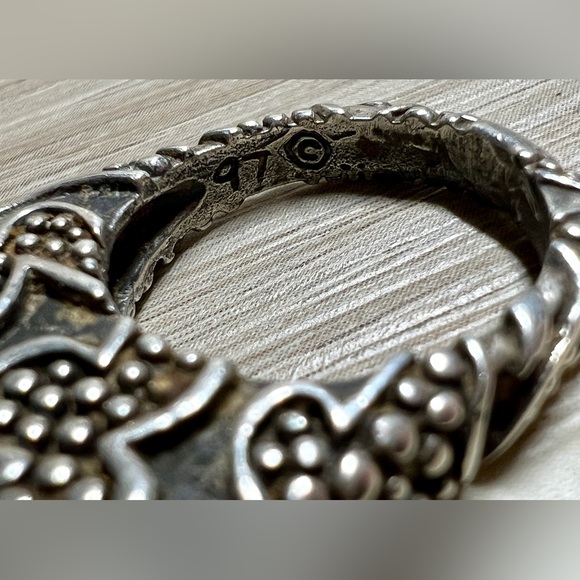 Vintage Designer Dian Malouf Sterling Silver Tall Tribal Stack Ring, Size 6.5 - Picture 8 of 13